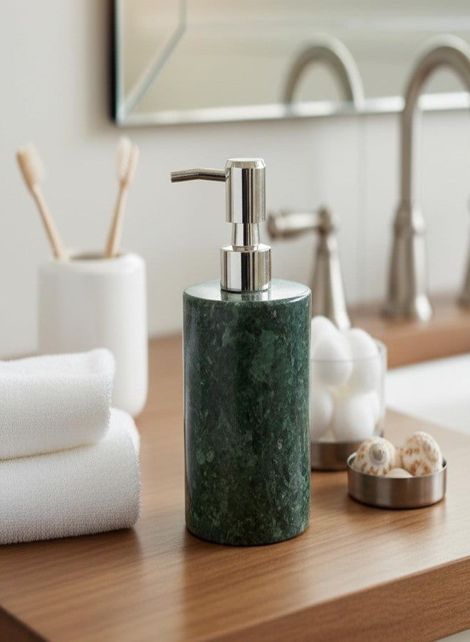 KLEO Soap Dispenser Lotion Dispenser - Made of Natural Stone - Luxury Bathroom Accessories Bath Set (Green) - Image 1